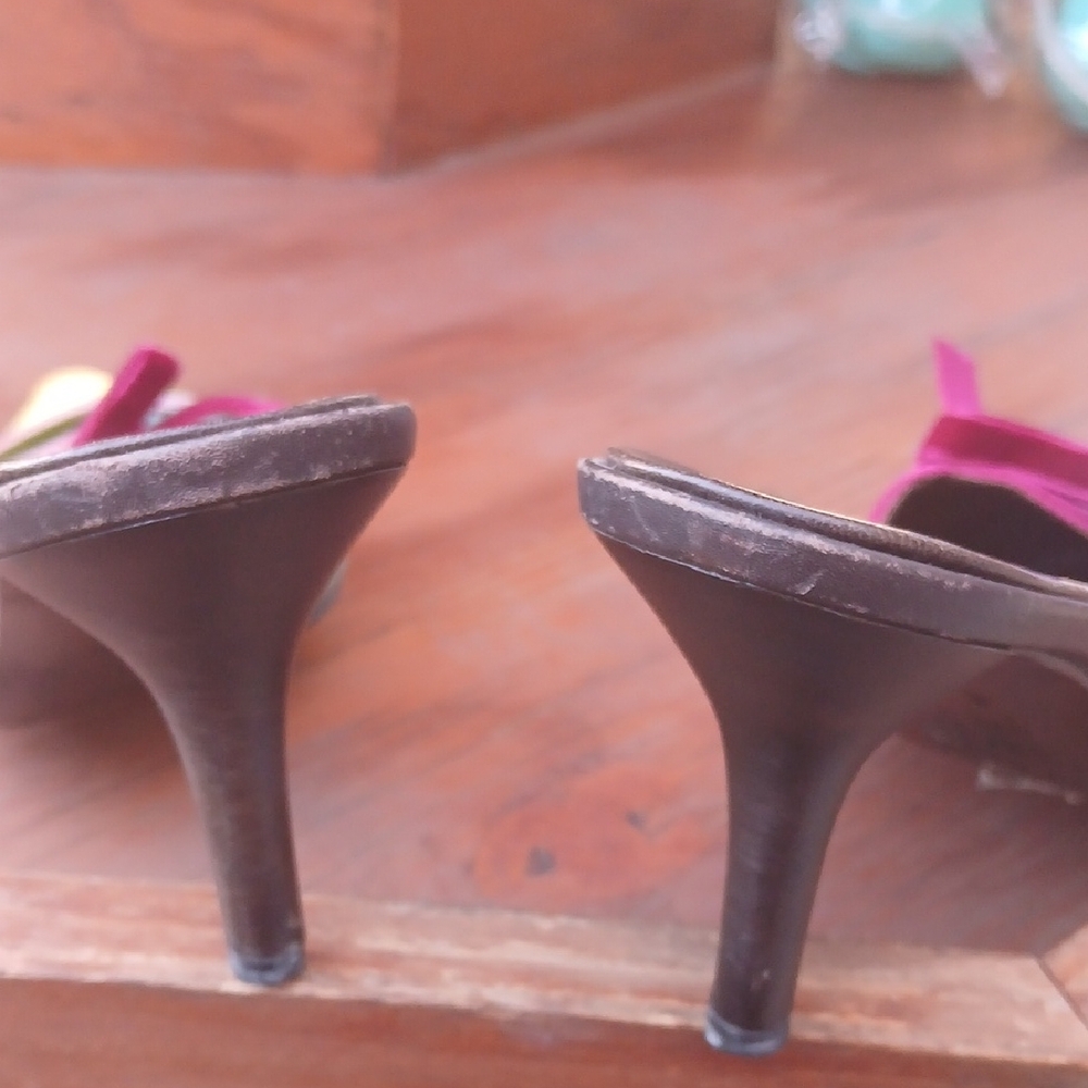 Casadei Yellow and Green Heels with Pink Accents - Picture 10 of 11
